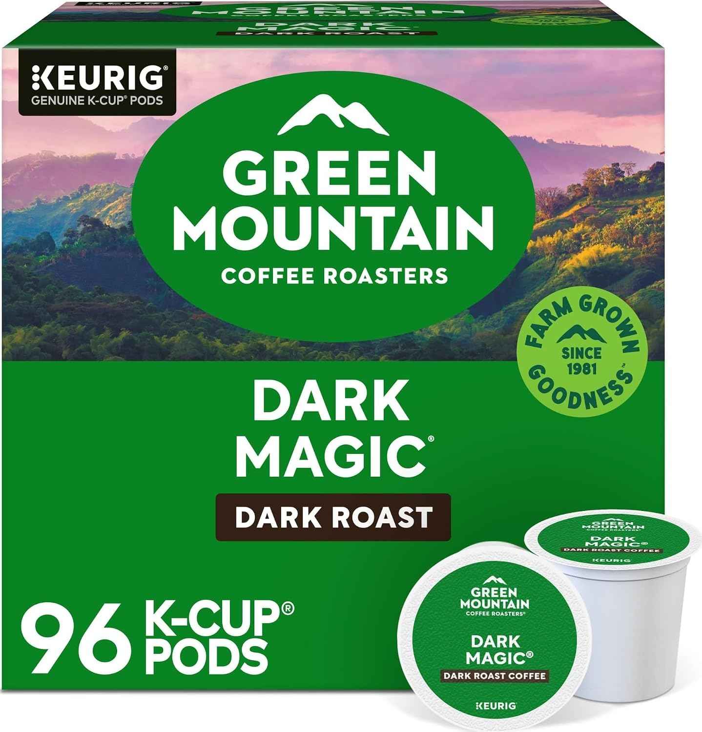 Green Mountain Coffee Roasters Dark Magic, Single-Serve Keurig K-Cup Pods, Dark Roast Coffee Pods, 96 Count
