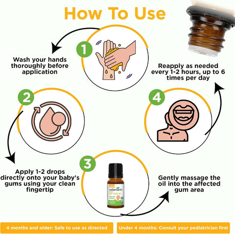Wellements Organic Baby Tooth Oil Teething Gum Soothe 4 Months+ 0.5 Fl Oz