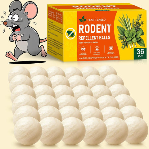 36 Packs Mouse Rodent Repellent, Peppermint Oil Mice Repellent for Indoor & Outdoor Use, Moth Balls for Mice Rat Roach Spider Ant, for Home Garage Basement Kitchen