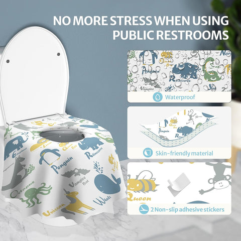 Blissful Diary 20 Pcs Toilet Seat Covers Disposable for Toddlers & Adults, Extra Large Waterproof, Portable Package for Travel, Kids Potty Training (Pack of 2)