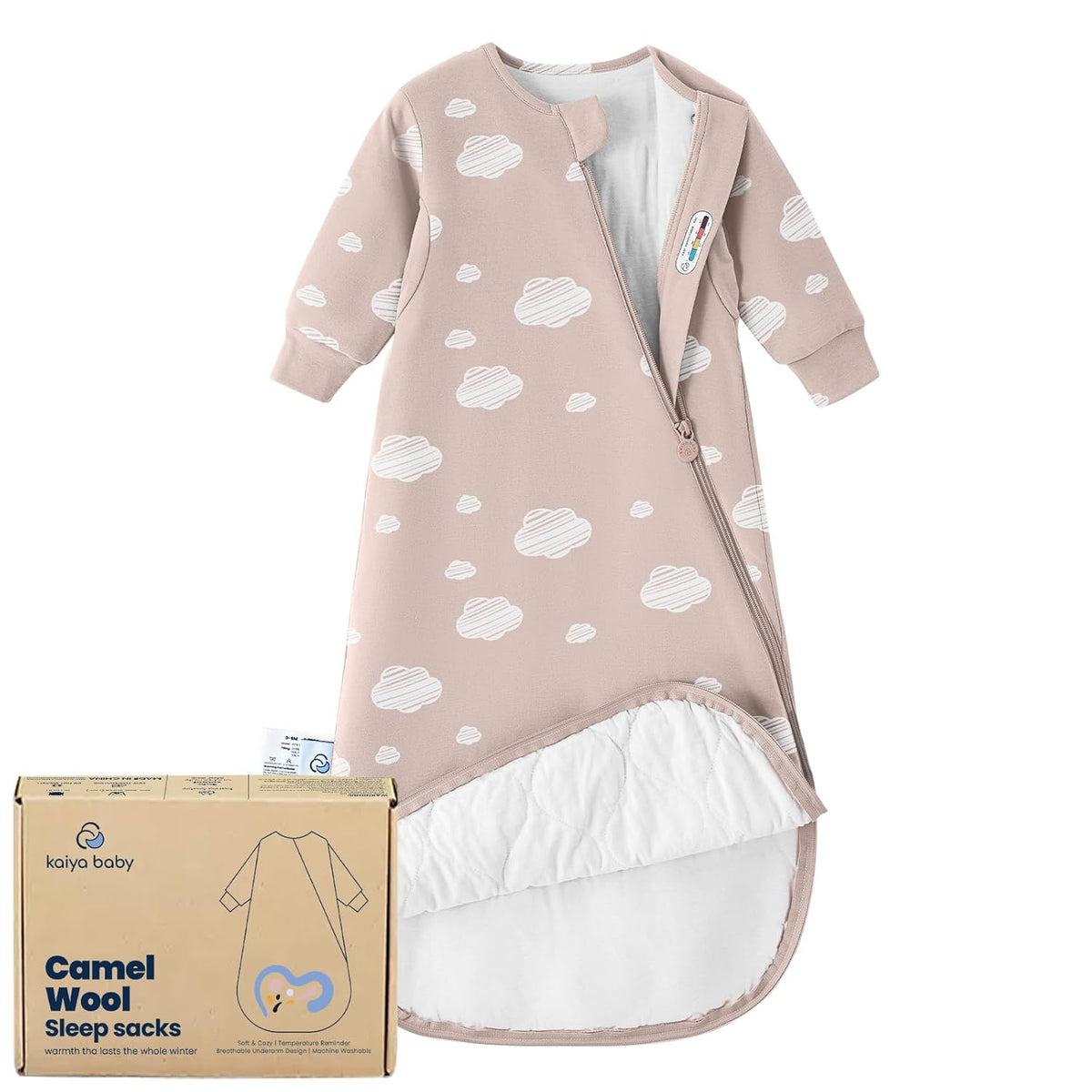 KaiyaBaby Organic Cotton Baby Sleep Sack, Long Sleeve 1.0 TOG, 6-18M