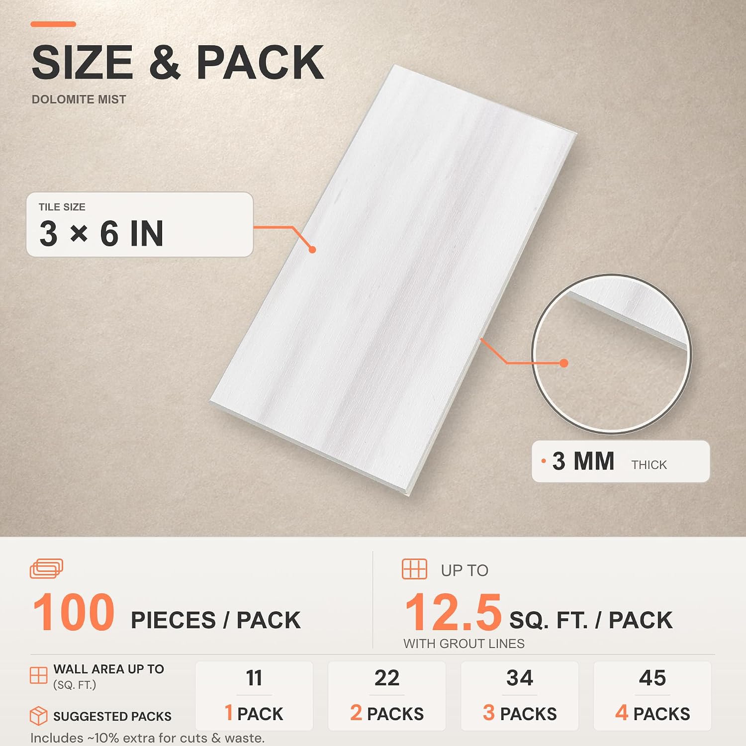 StyloVue 4 Pieces Peel and Stick Backsplash for Kitchen, 3" x 6" PVC Subway Tile 2026 Upgraded Dolomite Mist Backsplash Stick on Tile Elevate Kitchen Fireplace RV