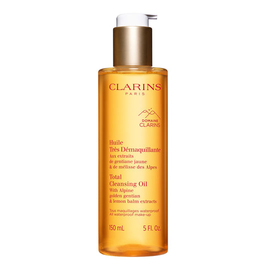 Clarins Total Cleansing Oil | Removes Long-Wearing, Heavy and Waterproof Makeup and Pollutants | Preserves Skin's Microbiota | Easy Rinse | Safe For Use On Face, Eyes and Lips | Dermatologist Tested