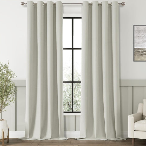 ChrisDowa Greyish Beige Blackout Curtains 96 Inch Long 2 Panels for Bedroom