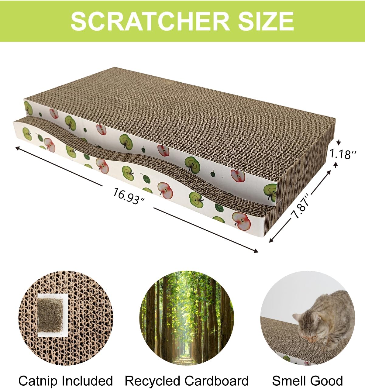 TIMHAKA 4 Pack Cat Scratching Board, Double-Sided Usability, with Catnip