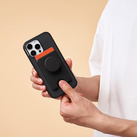 PopSockets Adhesive Phone Wallet with Grip- Black