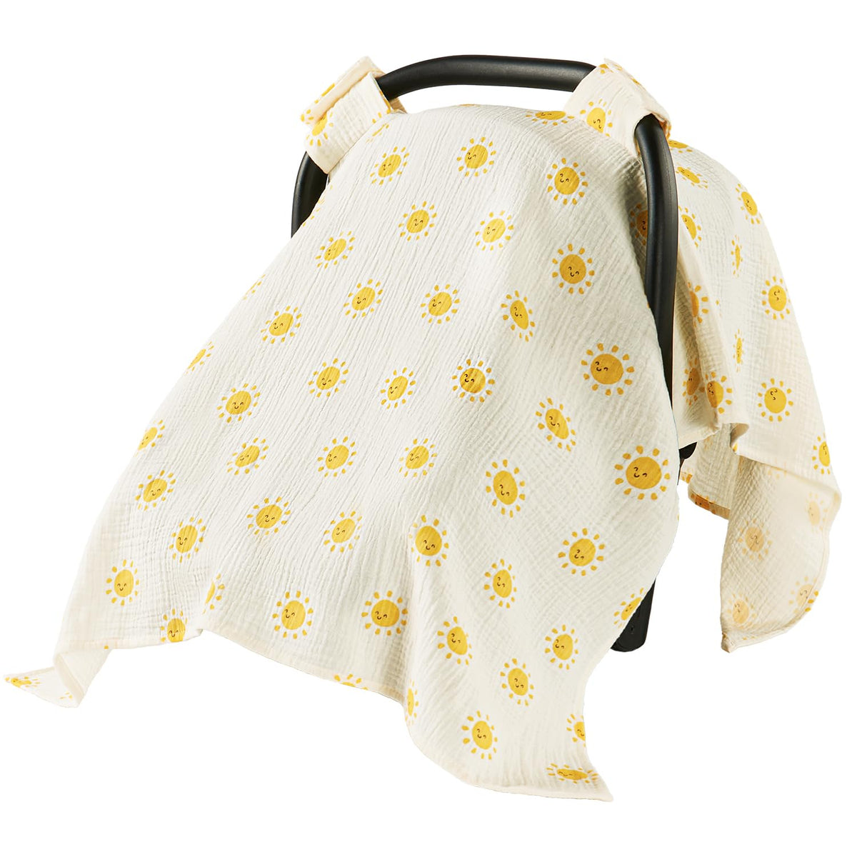 Baby Car Seat Cover, 100% Muslin Cotton Breathable Infant Canopy, Sunlight