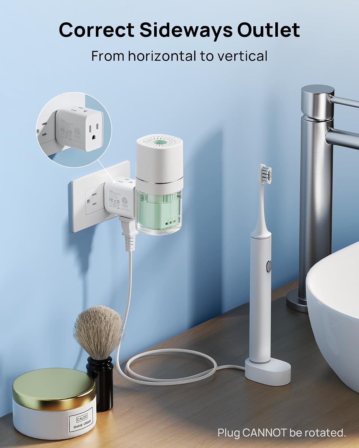 TROND Multi Plug Wall Outlet Extender 2 Pack, Small Outlet Splitter, White