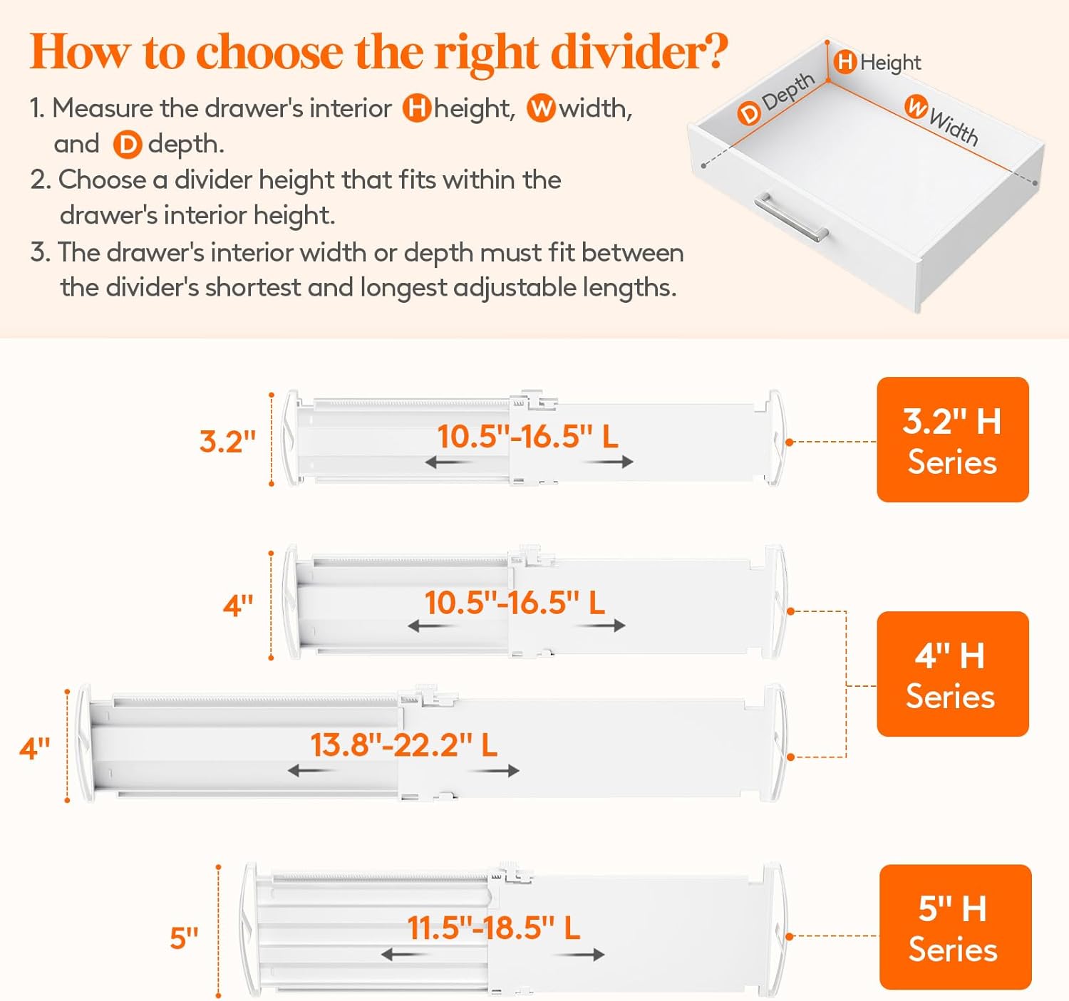 Lifewit 16 Pack 4" High Drawer Divider, Adjustable Drawer Organizer Clothes
