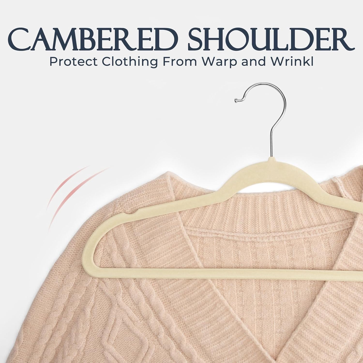 HOUSE DAY Beige Velvet Hangers 20 Pack, Non Slip Clothes Felt Hanger