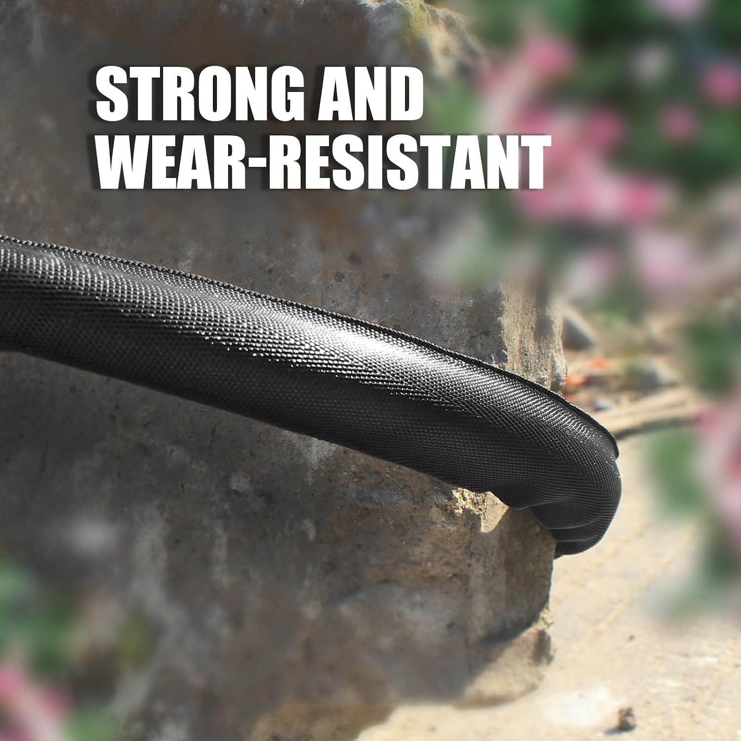 Non-Expandable Garden Hose 25feet, Flexible Water Hose with 10 Function Hose Nozzle, Lightweight, Tangle Free, Rust Proof for Yard (Black)