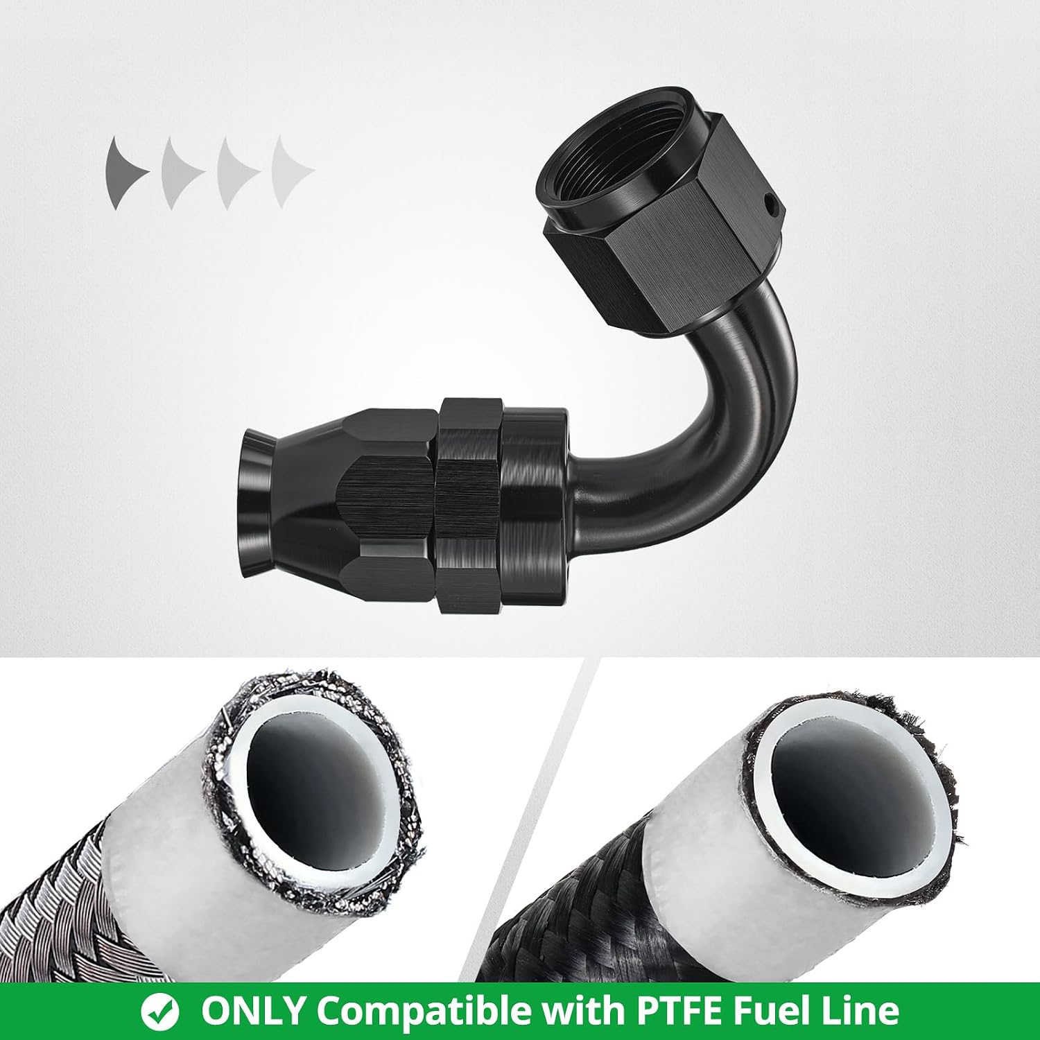 EVIL ENERGY 8AN PTFE Fitting Hose End Fitting 120 Degree Black for PTFE Hose Only 2PCS