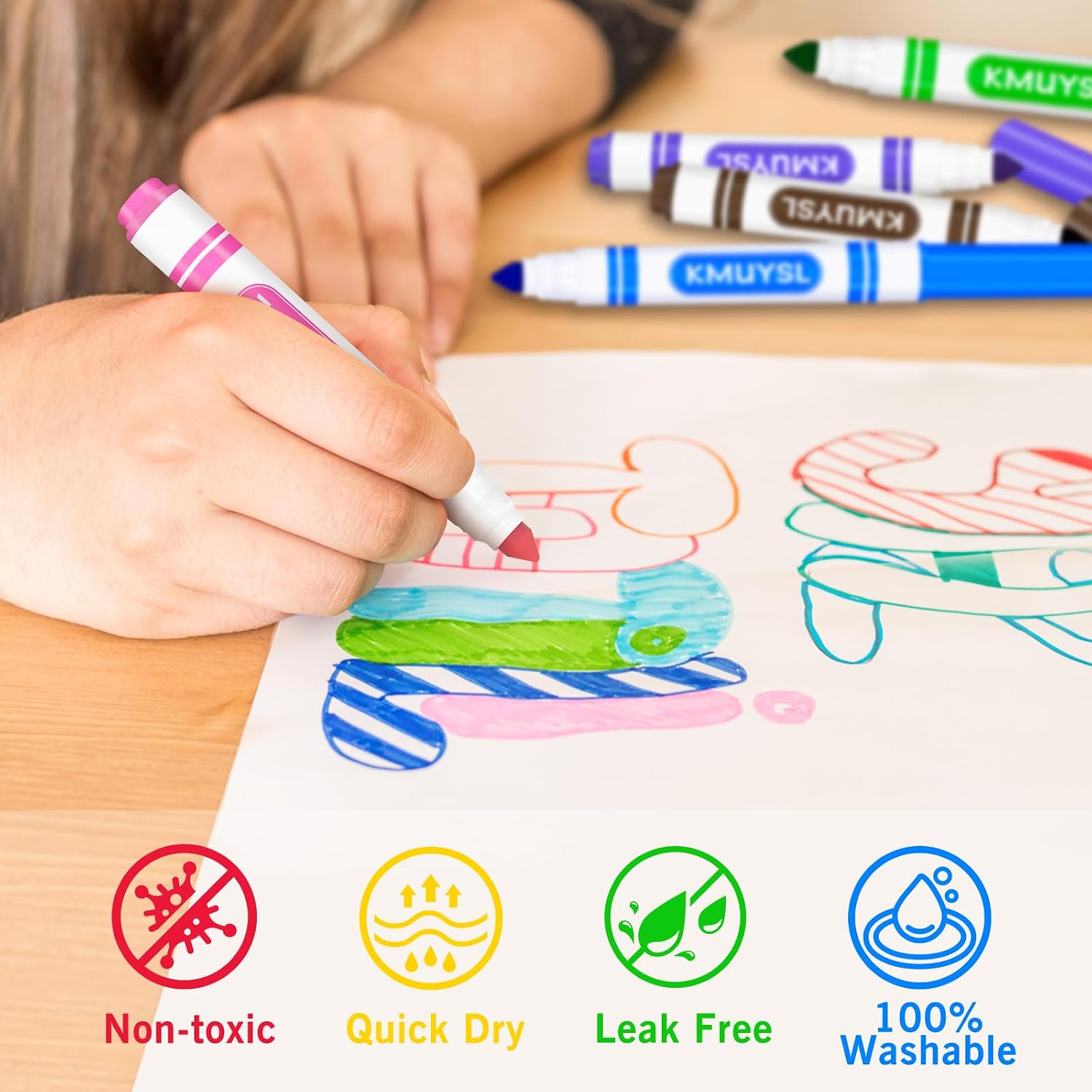 KMUYSL Washable Markers Bulk, 16 Colors, 256 Count