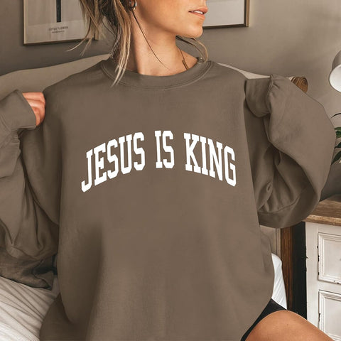 Sulayesh Fleece Christian Sweatshirts Women Jesus Loves You Jesus Is King Hoodie Religious Faith God Shirts Oversized Tops