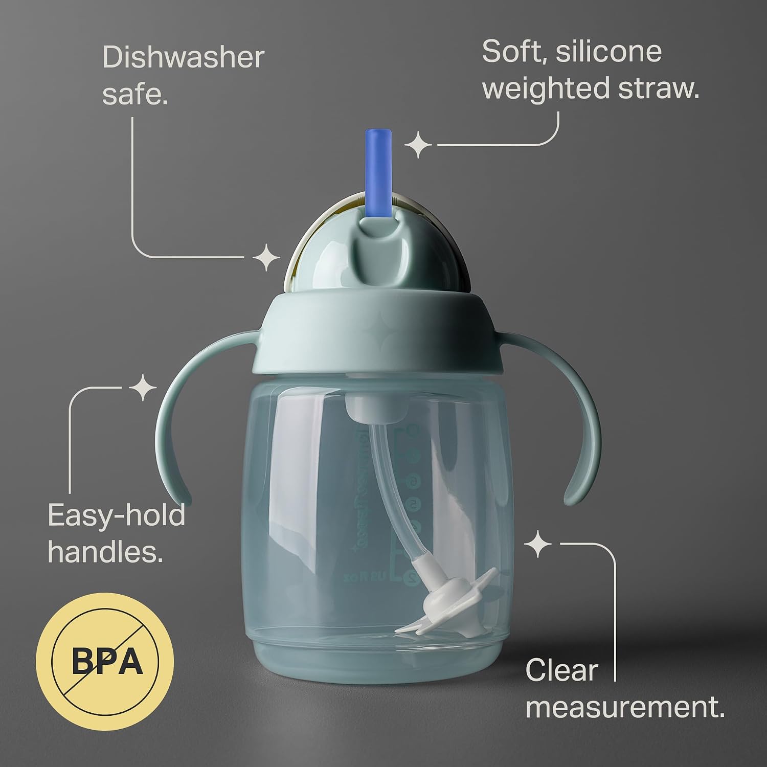 Tommee Tippee Starter Weighted Straw Baby & Toddler 8oz Sippy Cup for 6 Months+, with Silicone Weighted Straw and Easy-Hold Handles, BPA Free, Pink & Purple, Pack of 2