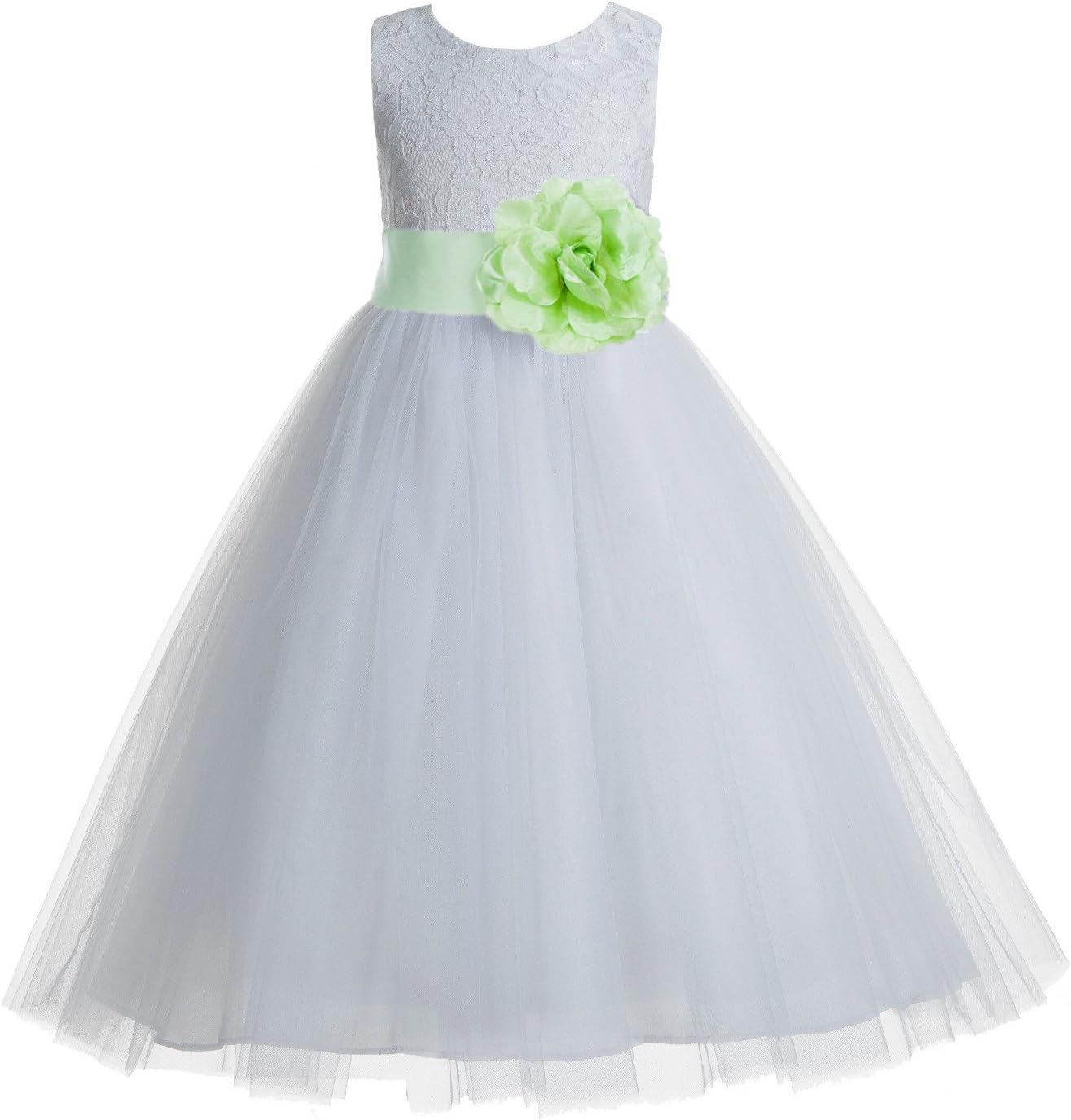 Floral Lace Heart Cutout Ivory Flower Girl Dress Junior Bridesmaid Pageant Gown