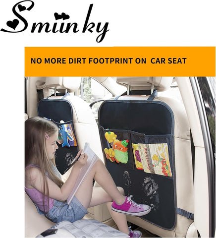 Kick Mats with Organizer -2 Pack Backseat Protector SeatCovers for Your Car, SUV, Minivan or Truck Seats - VehicleBack Seat Kids Safety Accessories -Universal Fit AutomotiveInterior Protectors
