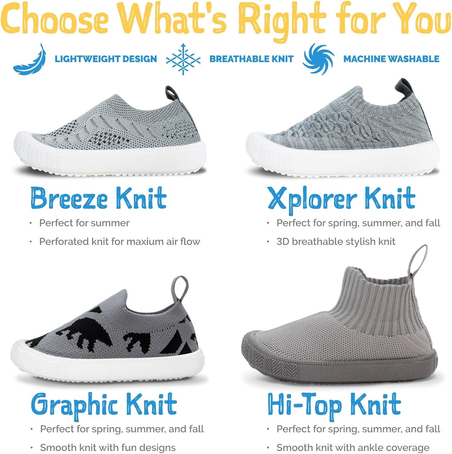 JAN & JUL Slip-on Knit Shoes, Machine Washable and Lightweight Sneakers for Toddler Boys and Girls