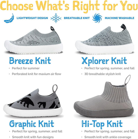JAN & JUL Slip-on Knit Shoes, Machine Washable and Lightweight Sneakers for Toddler Boys and Girls