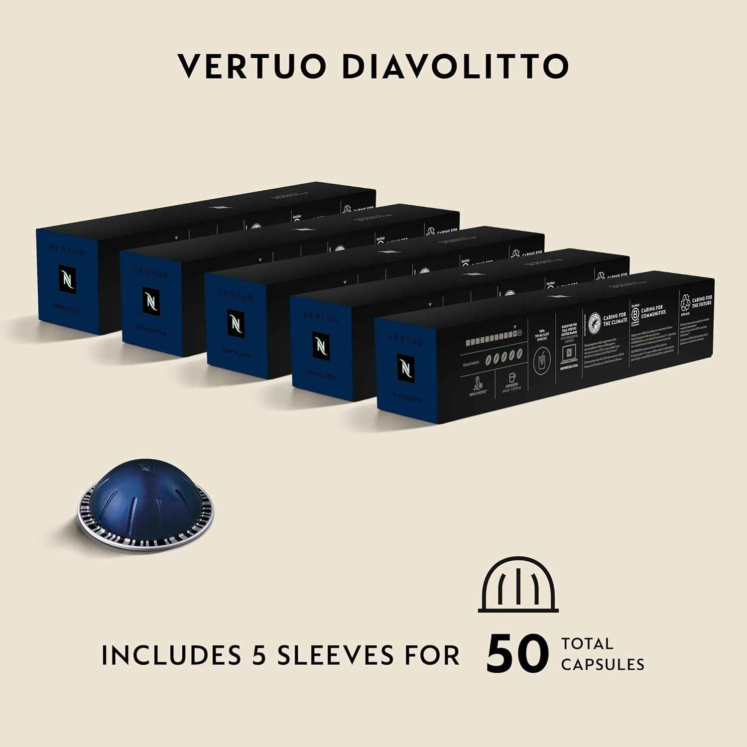 Nespresso Vertuo, Diavolitto, 50-Count Coffee Pods | Capsules Pack of 1