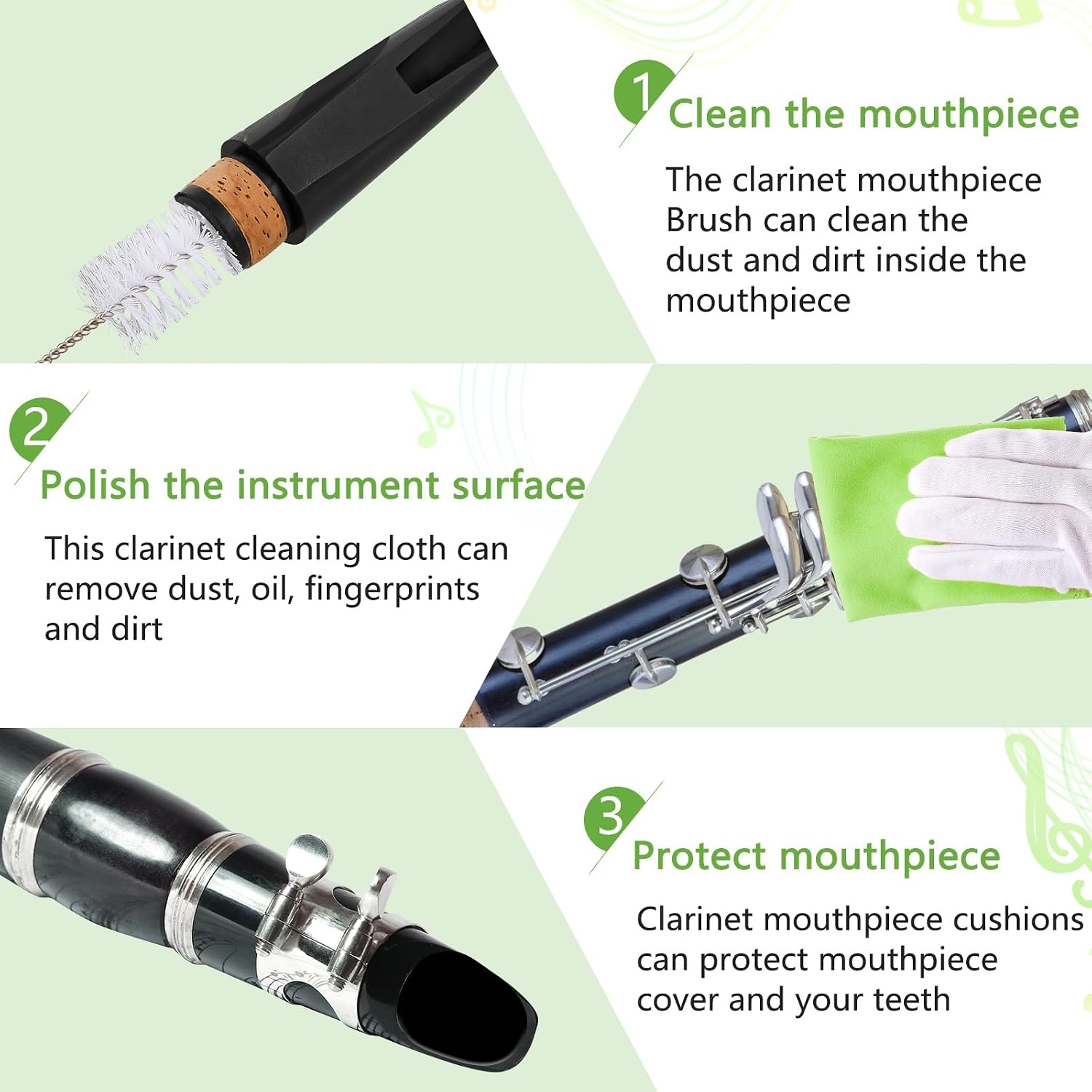 Boao 23 Pcs Clarinet Cleaning Kit All in One Accessories Set, Green