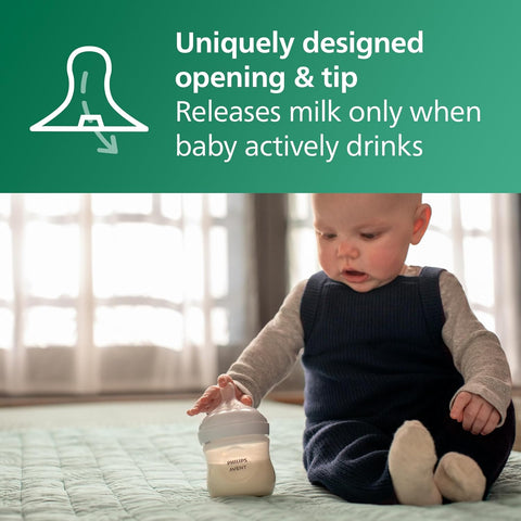 Philips Avent Natural Glass Baby Bottles, Slow Flow, 4 oz, BPA-Free, 4-Pack
