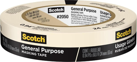 Scotch General Purpose Masking Tape, 1 Inch Wide, 1 Roll, 2050