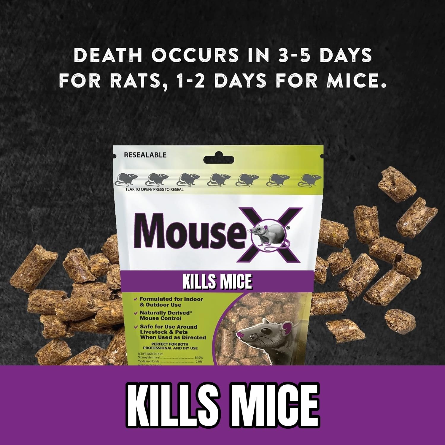 MouseX Rodent Control Bait Pellets for Rats & Mice – Poison Free, Pet Safe | Indoor & Outdoor Use Pellets |1 lb. Bag