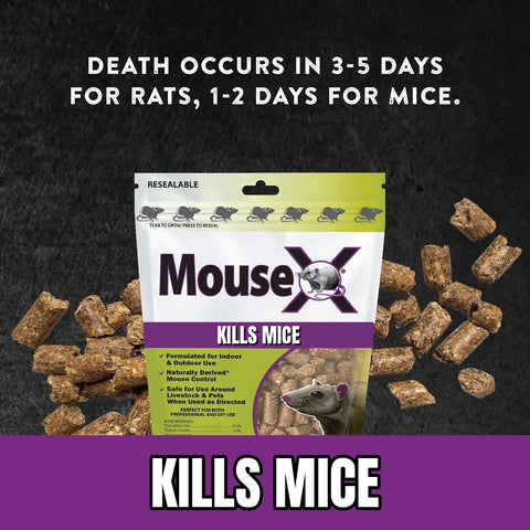MouseX Rodent Control Bait Pellets for Rats & Mice – Poison Free, Pet Safe | Indoor & Outdoor Use Pellets |1 lb. Bag