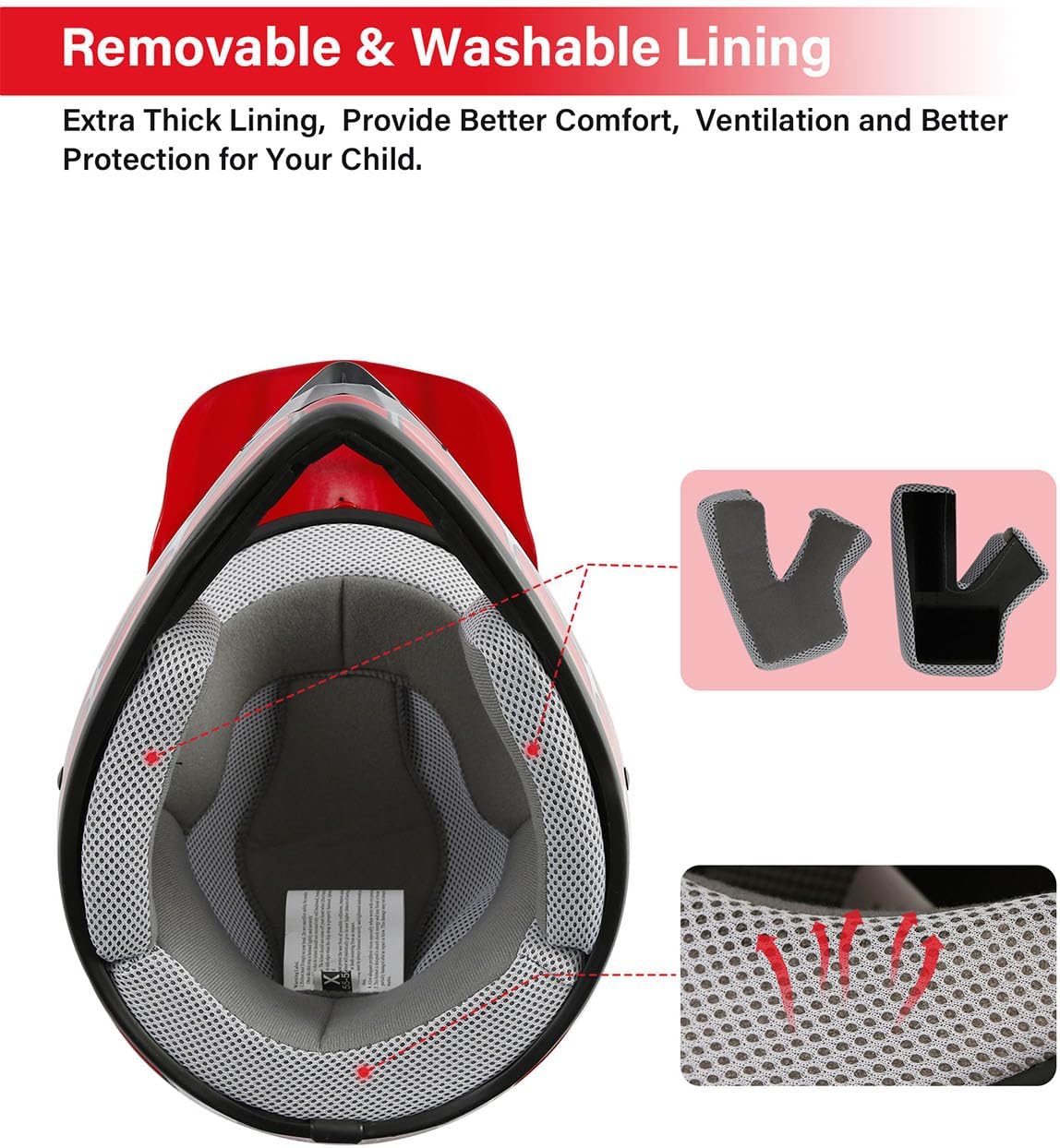 Youth Kids Dirt Bike Helmet Full Face Motocross Red Spider Helmets