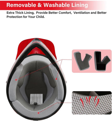 Youth Kids Dirt Bike Helmet Full Face Motocross Red Spider Helmets
