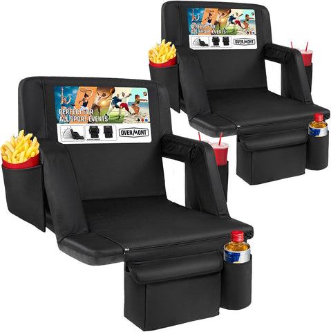 Overmont Stadium Seat for Bleachers with Back Support and Armrests, 2-Pack