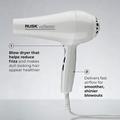 RUSK Engineering W8less Professional 2000 Watt Dryer, 7 Speed Settings, Lightweight.