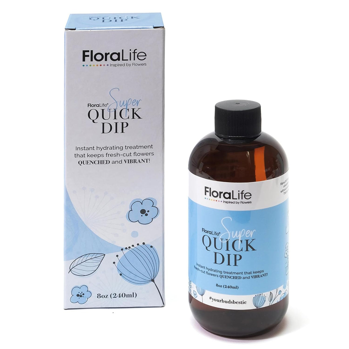 FloraLife Quick Dip Solution for Boosting Fresh-Cut Flowers Hydration, 8oz