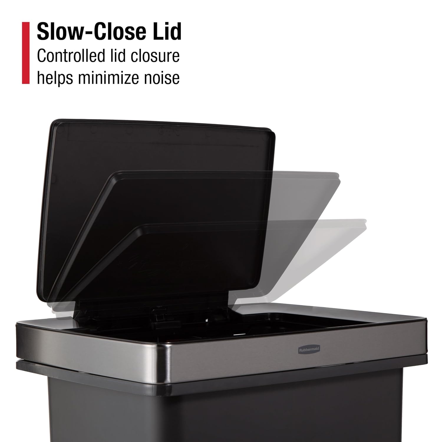 Rubbermaid Premier High-Capacity Step-On Trash Can, 19 Gallon, Single or Dual Stream Trash or Recycling, Charcoal, Stainless-Steel Rim, Lid Lock, Quiet Lid, for Home/Kitchen/Garage/Apartment