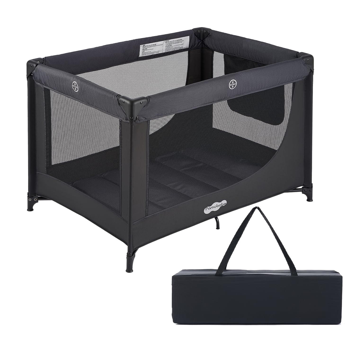Pamo Babe Pack and Play Portable Baby Crib Foldable Playard Leightweight Travel Playpen for Tooddlers and Infant Black