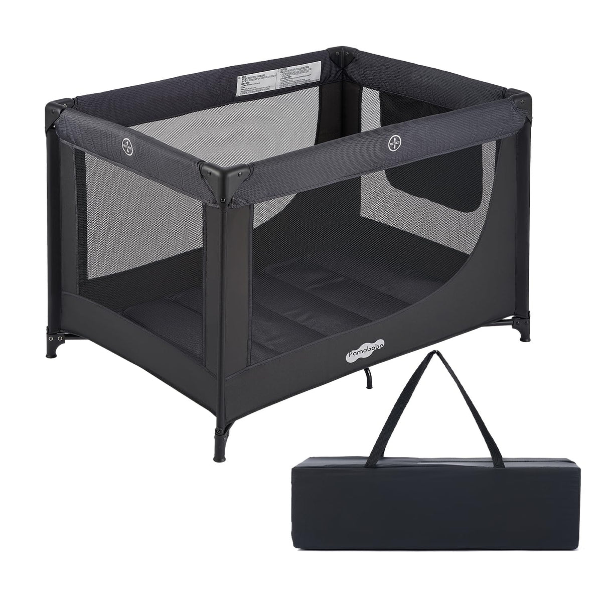 Pamo Babe Pack and Play Portable Baby Crib Foldable Playard Leightweight Travel Playpen for Tooddlers and Infant Black