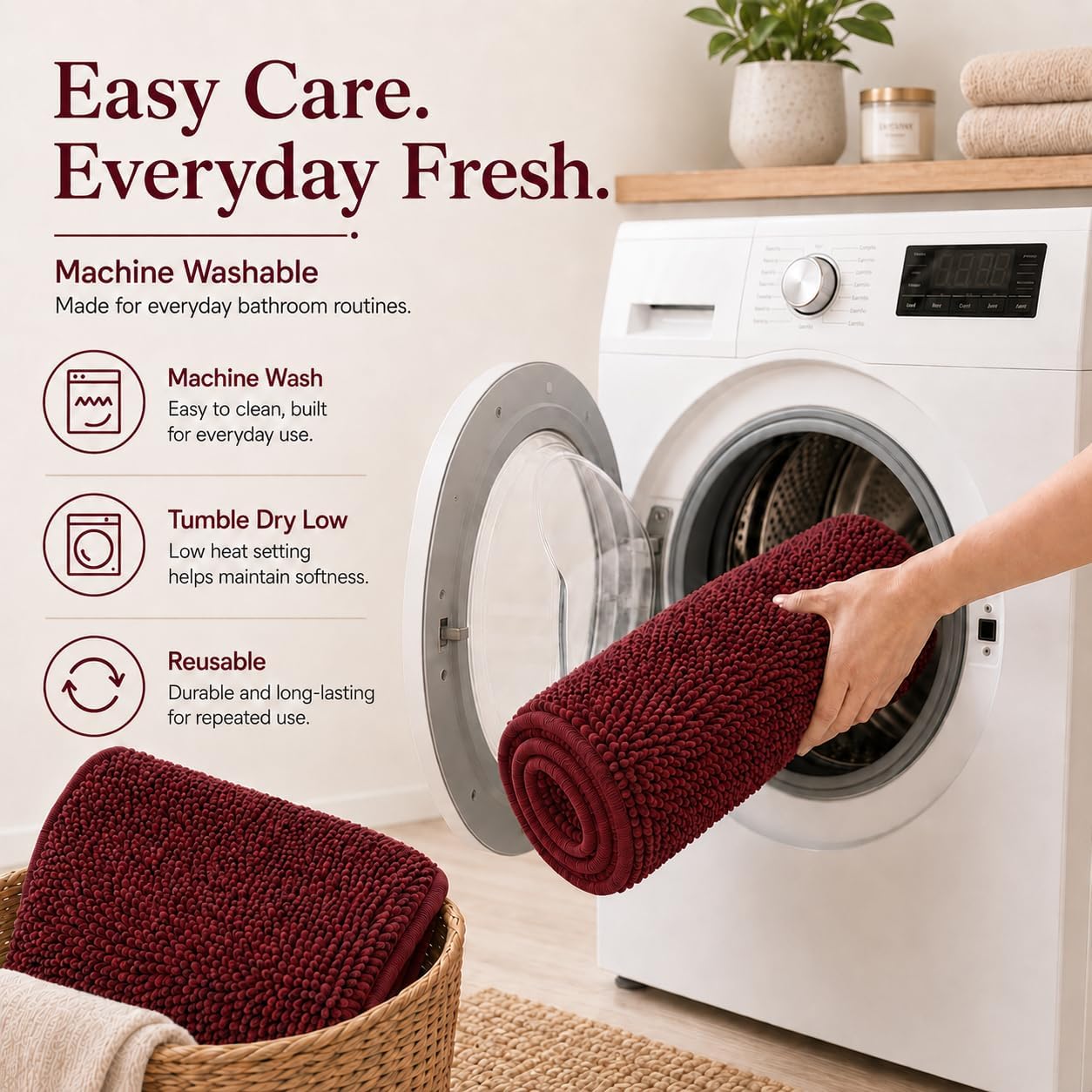 RUN HELIX Christmas Rugs Bathroom Rugs Sets 3 Piece Extra Soft Chenille Bathroom Mats Non Slip Bath Mat Set Bath Rugs Soft Absorbent Non Slip Washable Bath Mats with Toilet Mats Bath Decoration