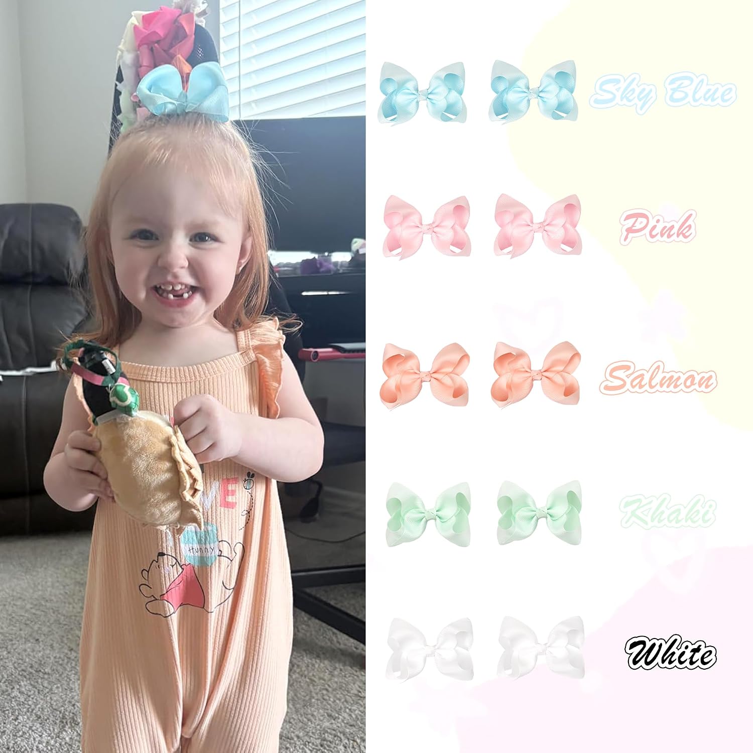 CÉLLOT 40PCS 4.5 Inch Hair Bows for Girls Toddler Hair Accessories in Pairs