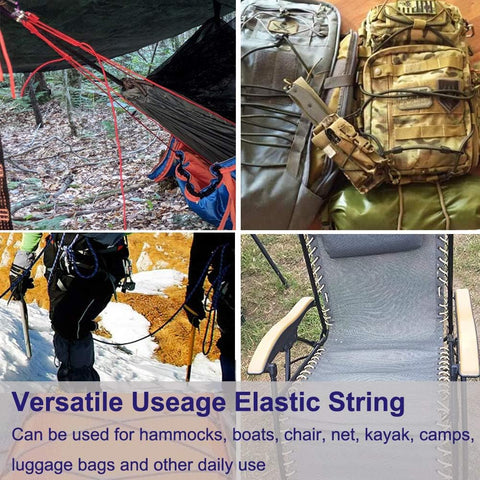 3/16" Elastic Bungee Cords, 25 Feet Marine Grade Kayak Heavy Stretch Shock String Ropes & Tie Down Trailer Straps for DIY Projects Black