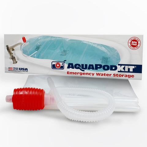 AquaPodKit Made in USA - Emergency Bathtub Water Storage Bladder 65-100 Gallon Capacity - BPA Free- Food Grade Materials - Hurricane Disaster Preparedness Supply - Family Survival Supply (Bag)