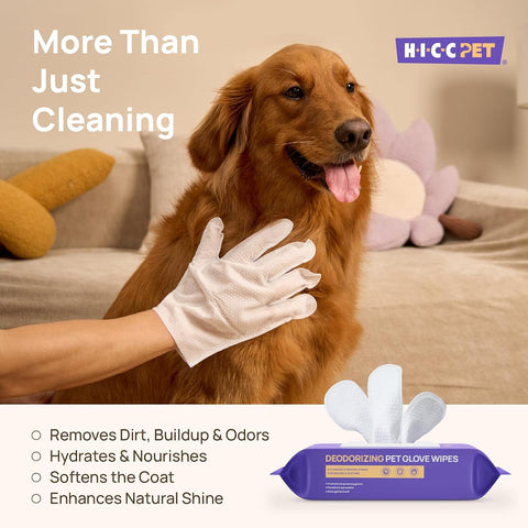 HICC PET Dog Wipes for Dogs & Cats, Glove Design, 20 Count