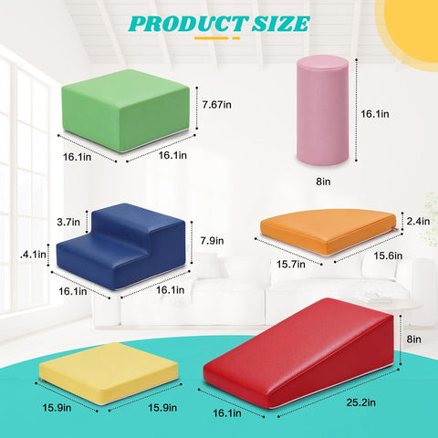 JungleDove 6-Piece Set Baby Foam Climbing Blocks for Toddlers - Baby Climbing Toys for Toddlers Indoor - Kids Soft Play Climbing - Foam Play Gym Playtime Corner Climber
