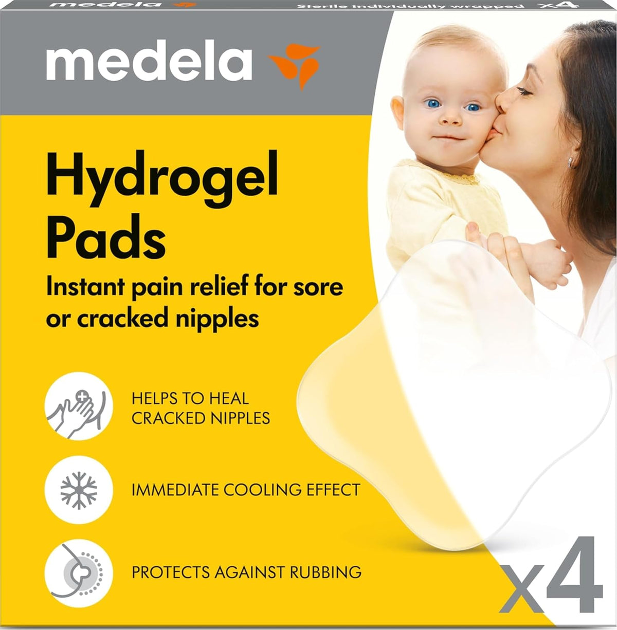 Medela Soothing Hydrogel Pads for Nipples, Reusable 24 Hours, Pack of 4