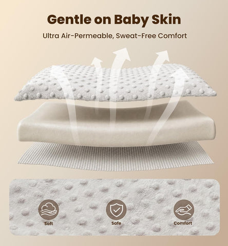 Baby Lounger Pillow, Nursing Pillow & Tummy Time Mat with Washable Cover