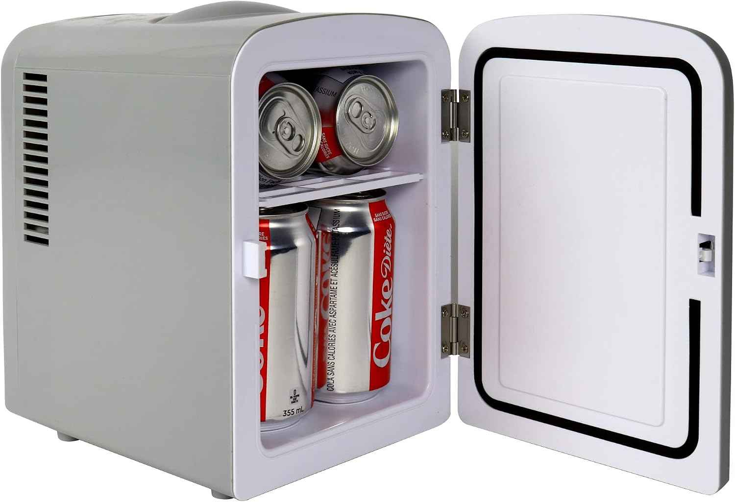 Diet Coke Mini Fridge - 6 Can Refrigerator for Bedroom Office, Portable Table Top Beverage Cooler, 12V 110V Refrigerador For Drinks, Soda, Wine, Use In Car, Dorm, Outdoor, Patio