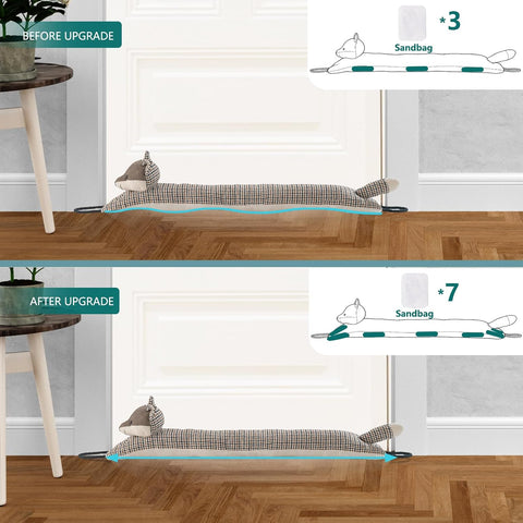 Marwood Under Door Draft Stopper Decorative Wind Stopper 30 inch for Door & Window, Weighted Animal Air Draft Stopper Snake Noise Blocker for Bottom of Door with Hanging Loops - Fox