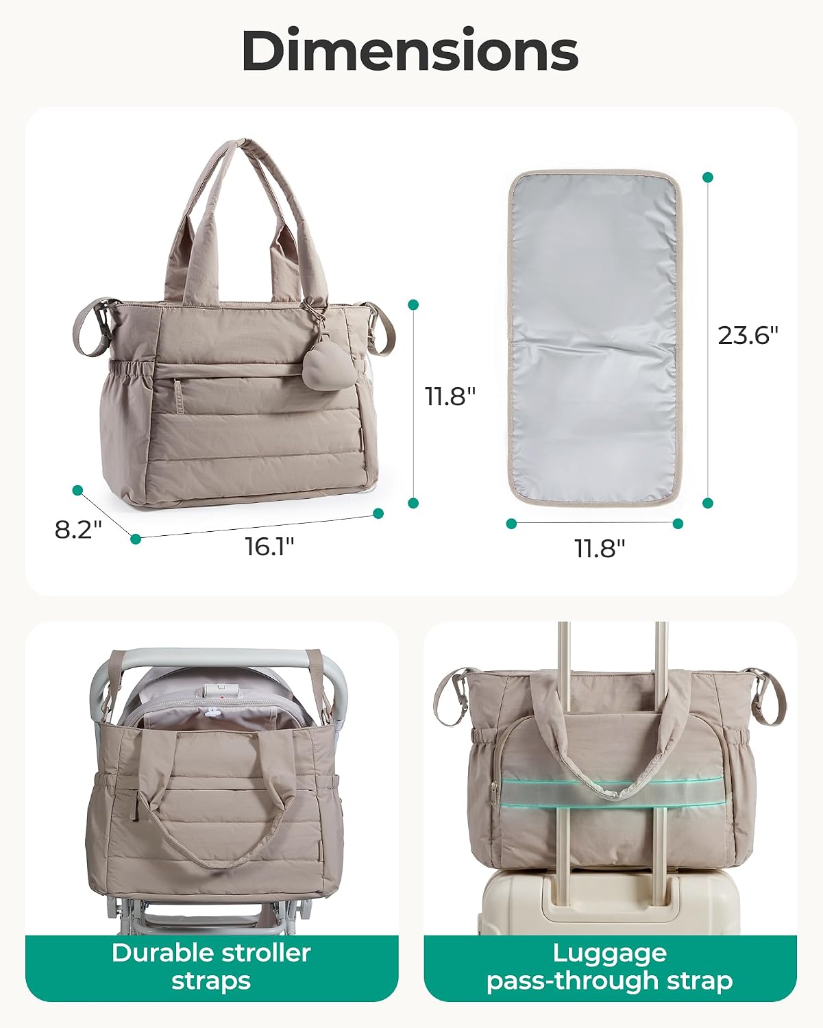 BAGSMART Diaper Bag Tote, Hospital Bag for Labor Delivery Travel Baby Tote