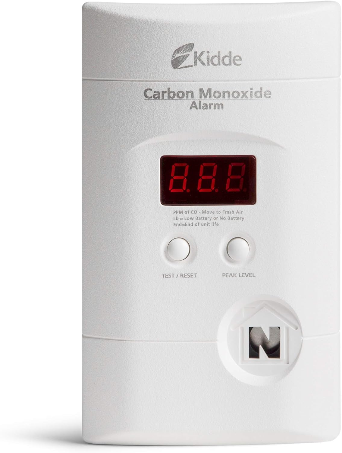 Kidde Carbon Monoxide Detector, Plug-In with 9V Battery Backup, Digital Display, 85 dB Alarm, LED Status Light Indicators, 3rd Edition