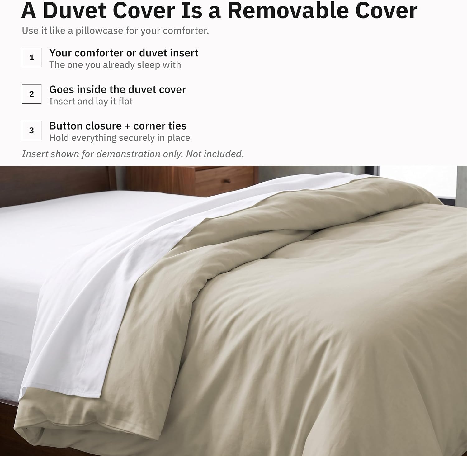California Design Den Luxury Twin XL Duvet Cover, Beige